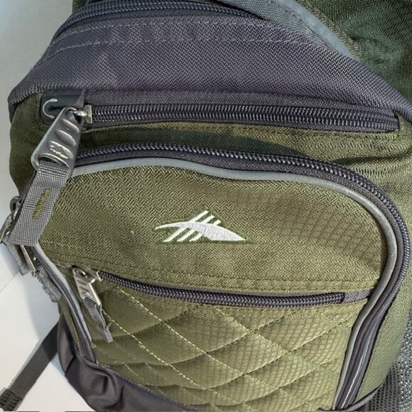High Sierra Olive Green Padded Backpack Suspension Strap System Hiking Camping - Picture 2 of 10